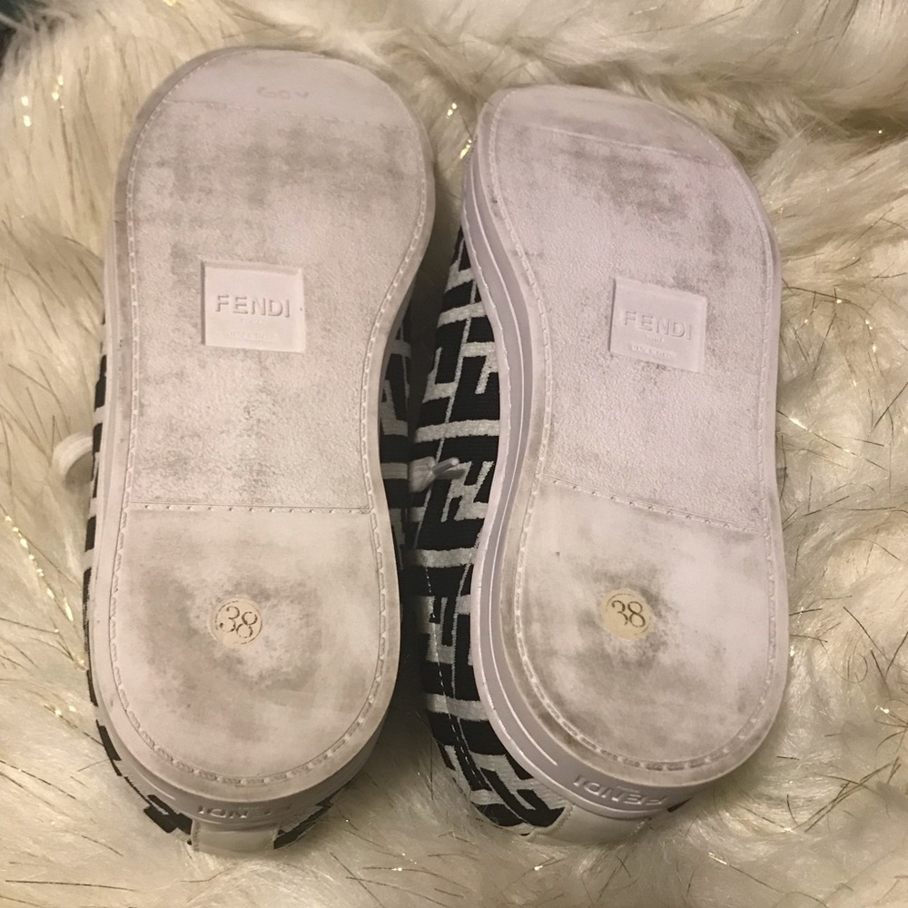 FENDI Sneakers Roma Black/White FF Tech Fabric lace-up🇮🇹 - Picture 10 of 11
